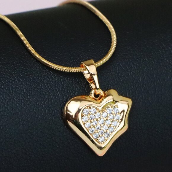 "Rose Gold Heart Pendant with Sparkling Center, XPPT1214 - Picture 1 of 13